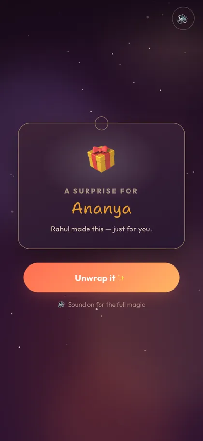 The first screen of a birthday gift