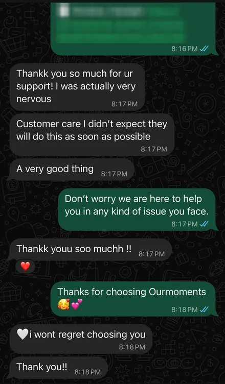Screenshot of the chat, names hidden