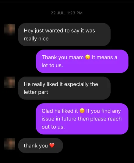 Screenshot of the chat, names hidden