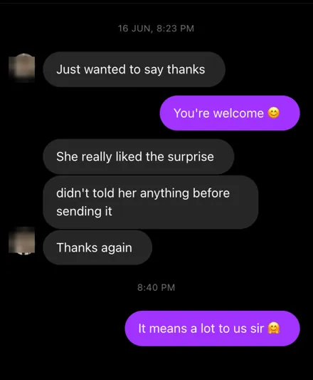 Screenshot of the chat, names hidden